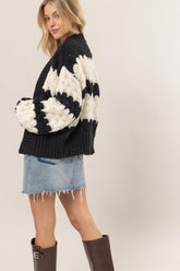 HYFVE Scallop Striped Open Front Long Sleeve Cardigan - Cozy & Chic Layering Essential